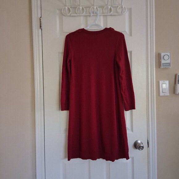 Kate Spade Women's Size XS Dark Red Fringe Wool Blend Sweater A Line Dress - Picture 4 of 11